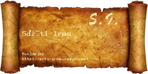 Sóti Irma névjegykártya